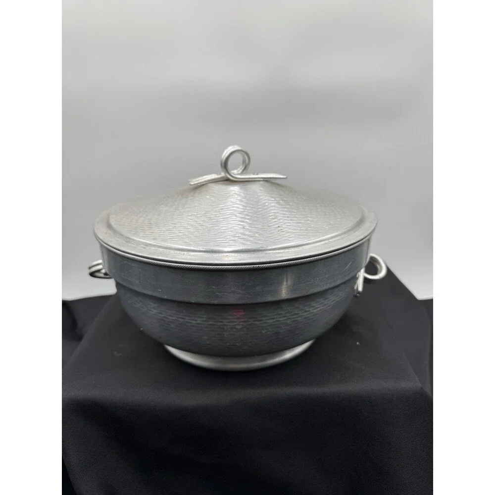 Hammered Aluminum Covered Serving Dish Insulated Warmer Italy IC-2
